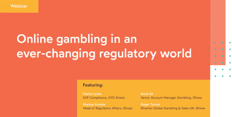 Webinar poster in orange and yellow for online gambling