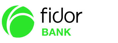 Fidor bank logo in black and green color with white background