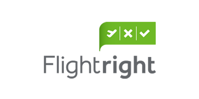 flightright logo with green and gray color and white background