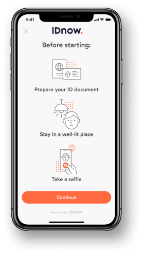 Smartphone with directions on the screen of how to submit your identity with AutoIdent