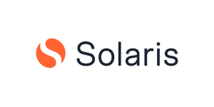 solaris bank logo in black and orange color with white background