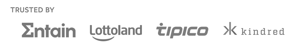 trusted by Entain, Lottoland, tipico & kindred in gray color and white background