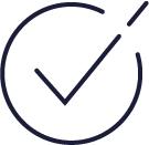 checkmark in a middle of a circle with white background