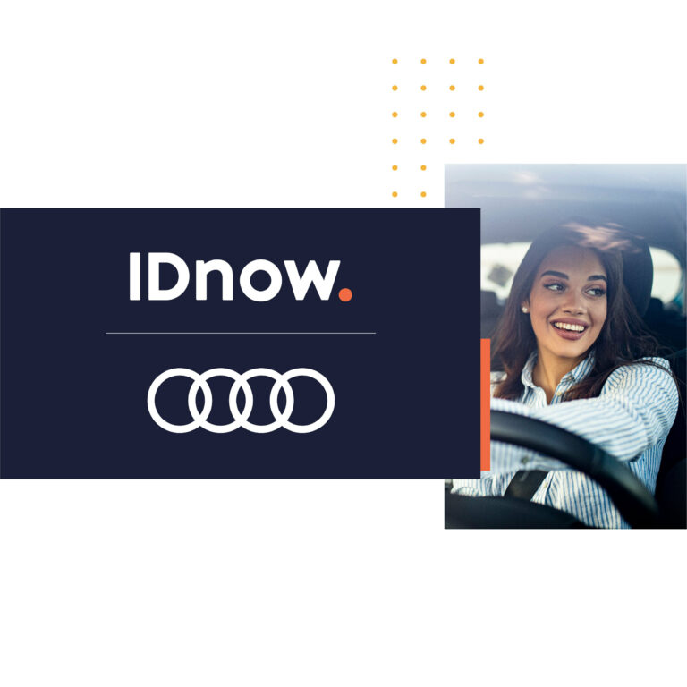 IDnow and Audi logo with a woman driving