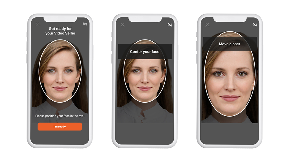 AutoIdent liveness detection selfie on a phone in three steps