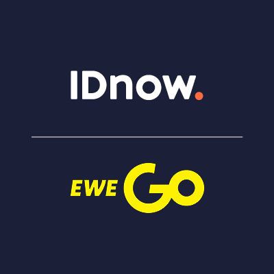 IDnow and Ewe Go logo with dark blue background