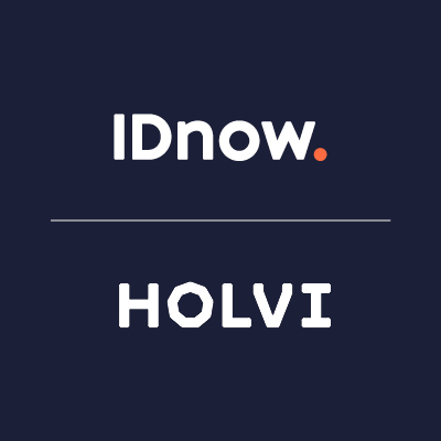 IDnow. Holvi case study logo with dark blue background