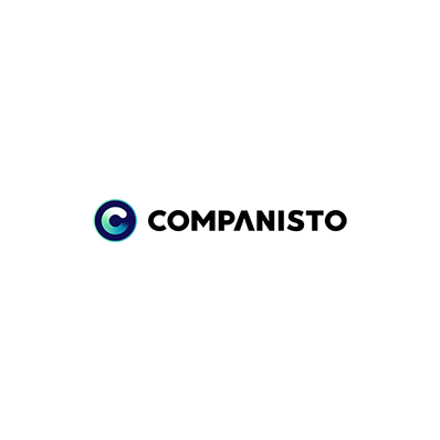 companisto logo in black, blue and green on white background