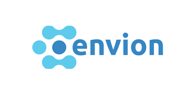 envion logo in light blue with white background