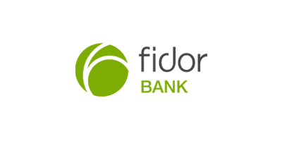 Fidor bank logo on black and green color with white background