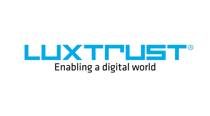 Luxtrust logo in light blue. Enabling a digital world