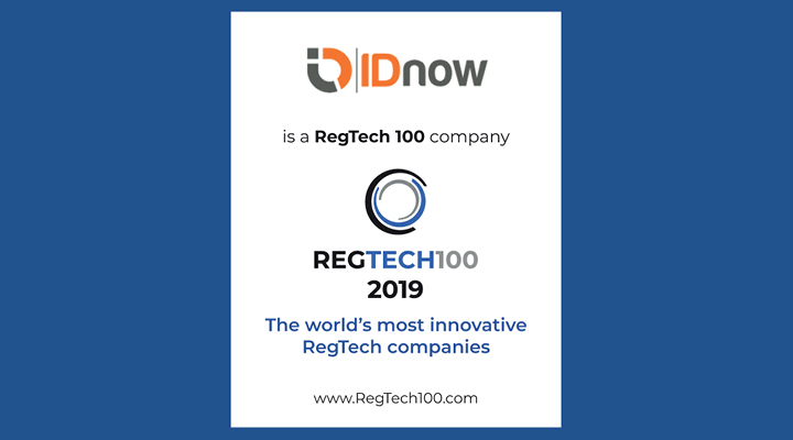IDnow is a regtech 100 company. The worlds most innovative regtech companies in white background