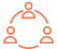 clipart of three people forming a circle in orange color with white background