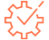 Idea Icon with checkmark in orange font and white background