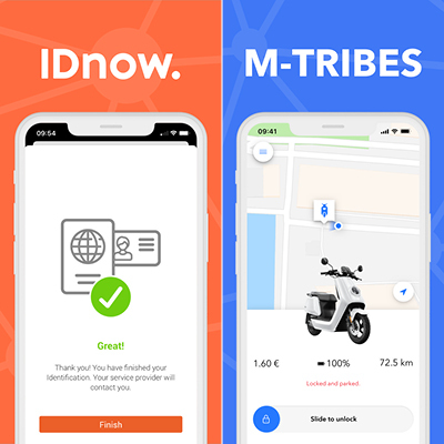 IDnow and Mtribes in orange and blue background