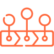 puzzle logo with circles in the middle in orange with white background
