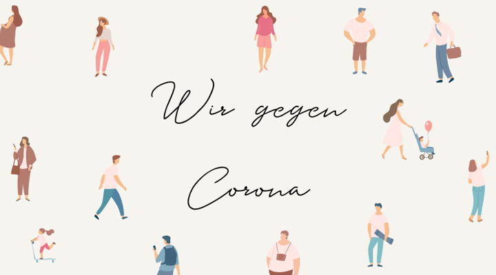Poster that says wir gegen corona with people illustrations
